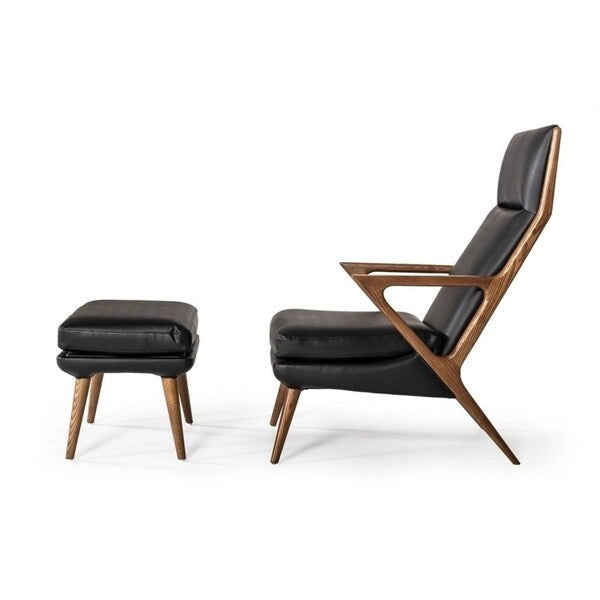 Modern Black Lounge Chair & Ottoman