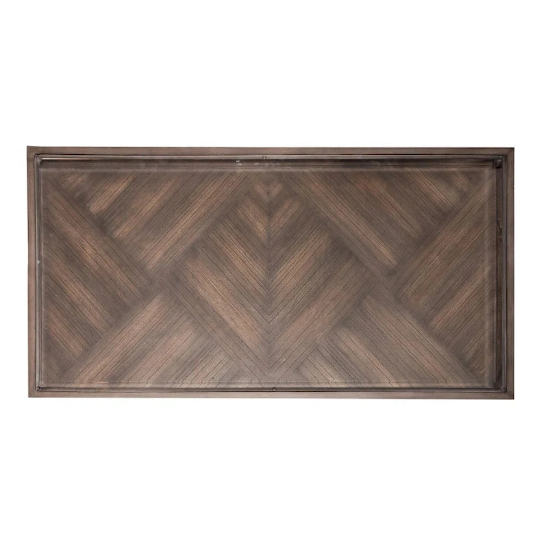 Brown Rectangular Glass Top Cocktail Table