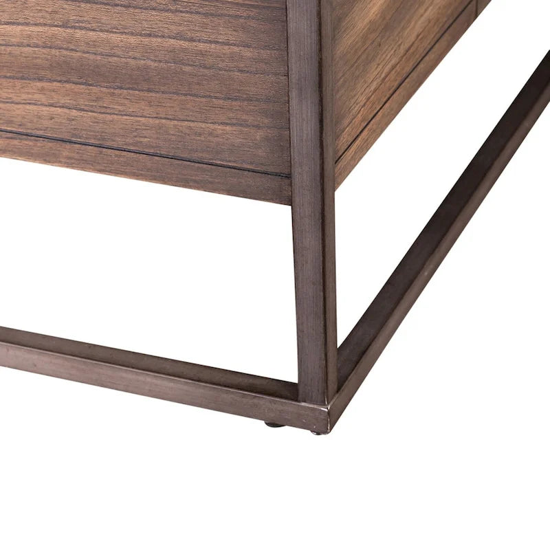 Brown Rectangular Glass Top Cocktail Table