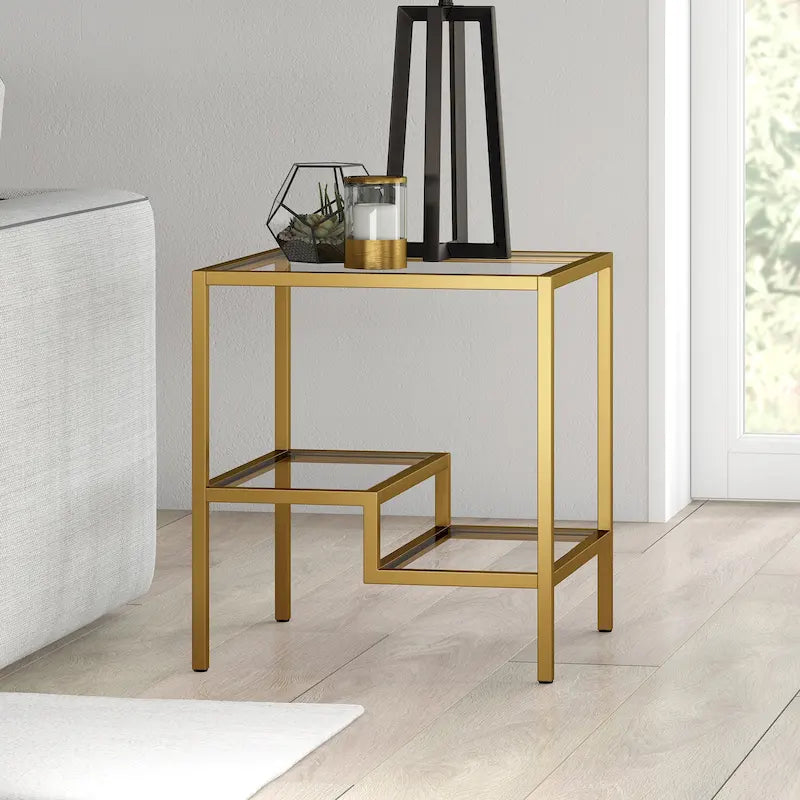 Modern Two-Tier Glass Side Table
