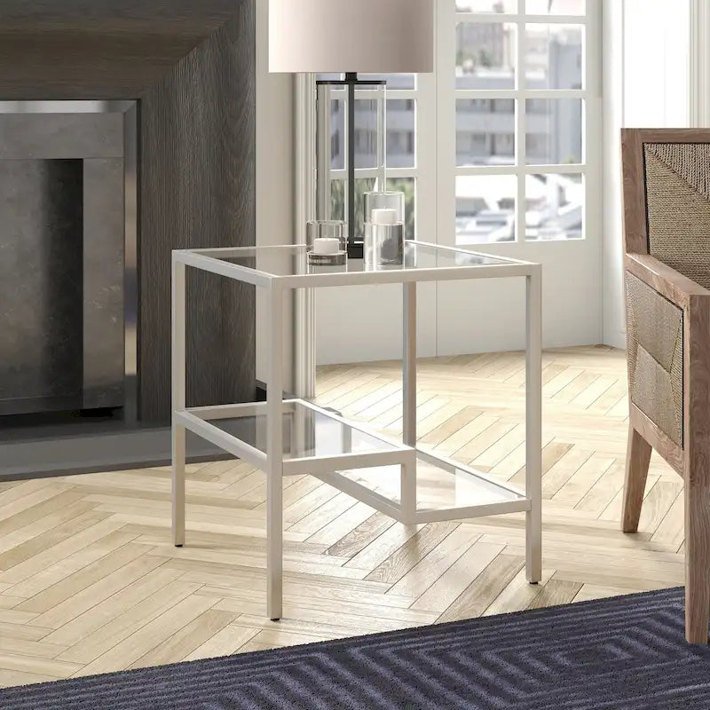 Modern Two-Tier Glass Side Table