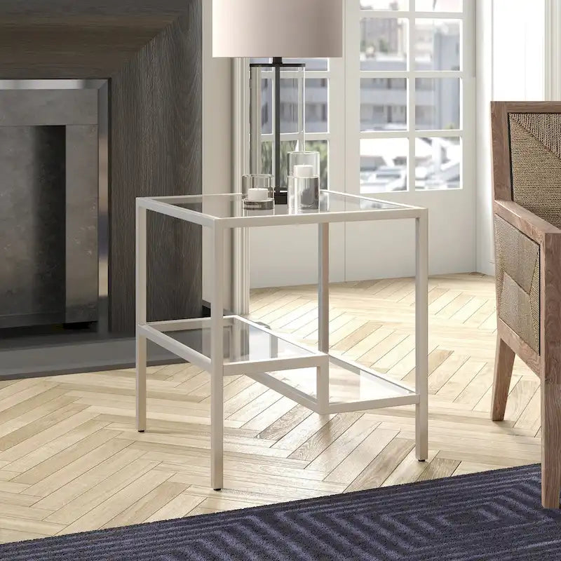 Modern Two-Tier Glass Side Table