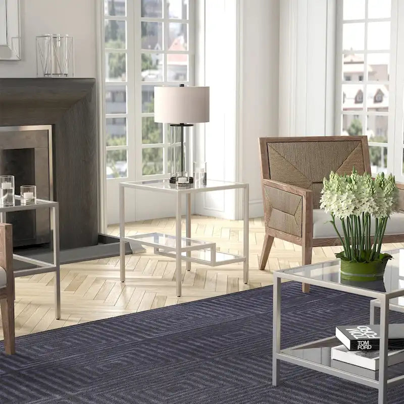 Modern Two-Tier Glass Side Table