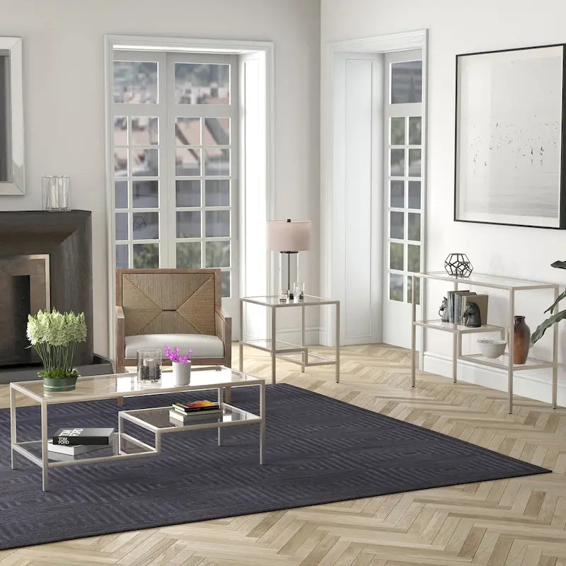Modern Two-Tier Glass Side Table