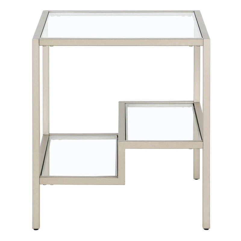 Modern Two-Tier Glass Side Table
