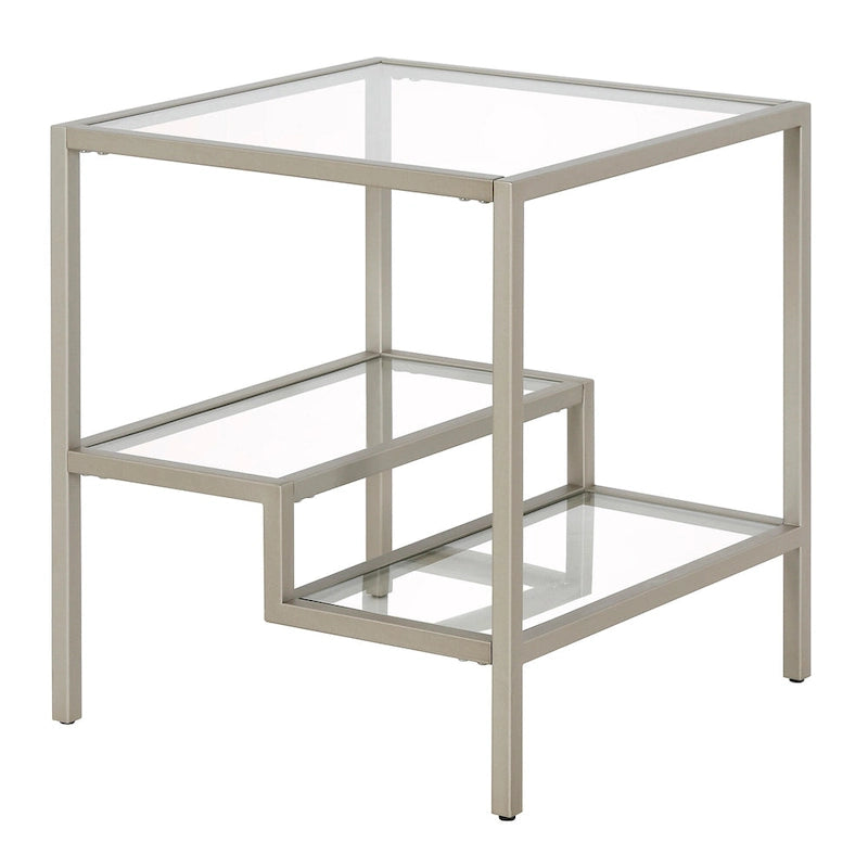 Modern Two-Tier Glass Side Table