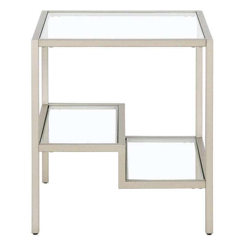 Modern Two-Tier Glass Side Table