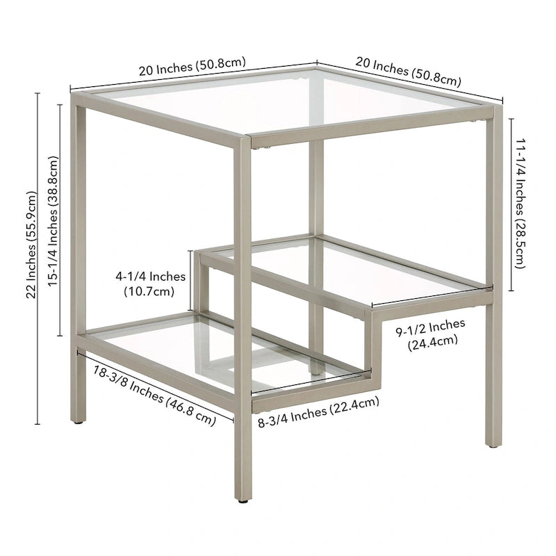 Modern Two-Tier Glass Side Table