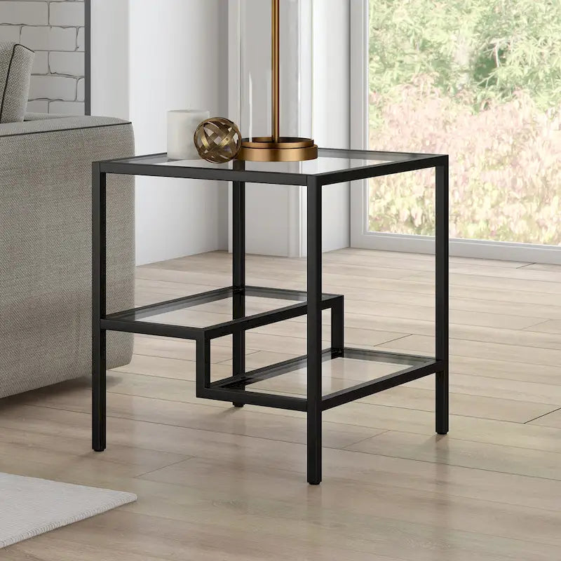 Modern Two-Tier Glass Side Table