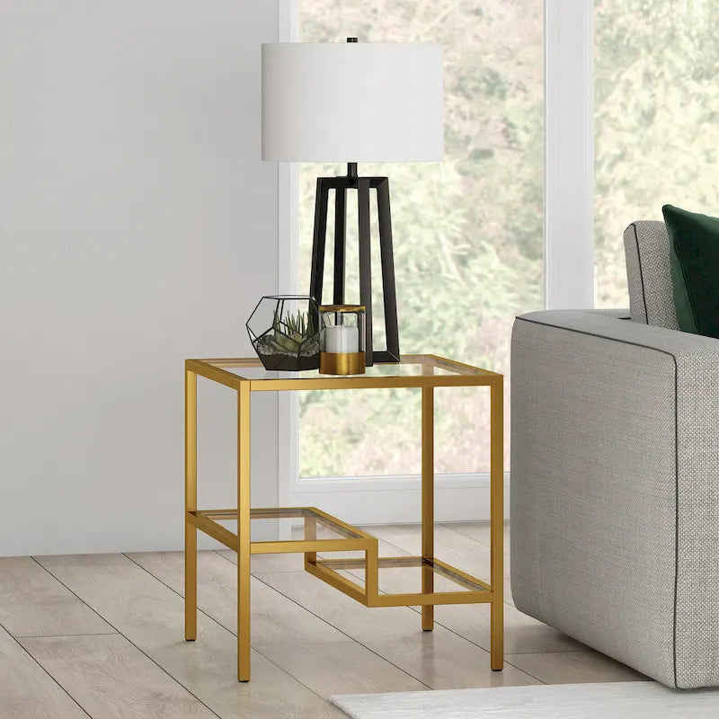 Modern Two-Tier Glass Side Table