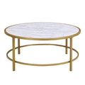 36-Inch Round Faux Marble Top Coffee Table - Gold