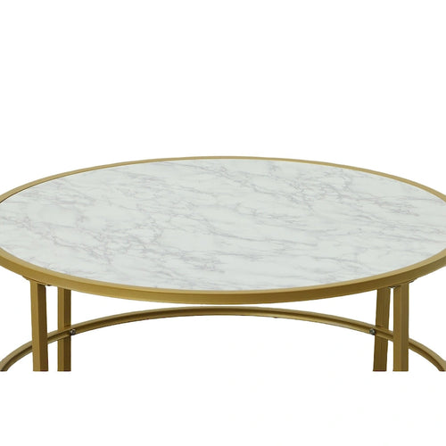 36-Inch Round Faux Marble Top Coffee Table - Gold