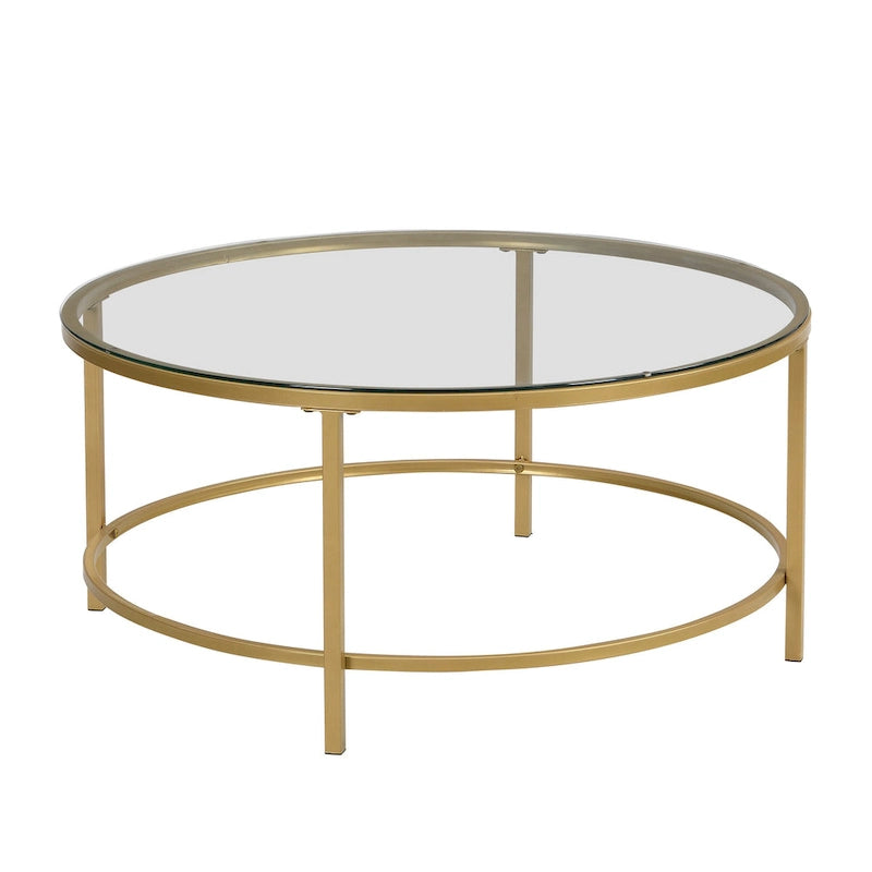 36-Inch Round Faux Marble Top Coffee Table - Gold