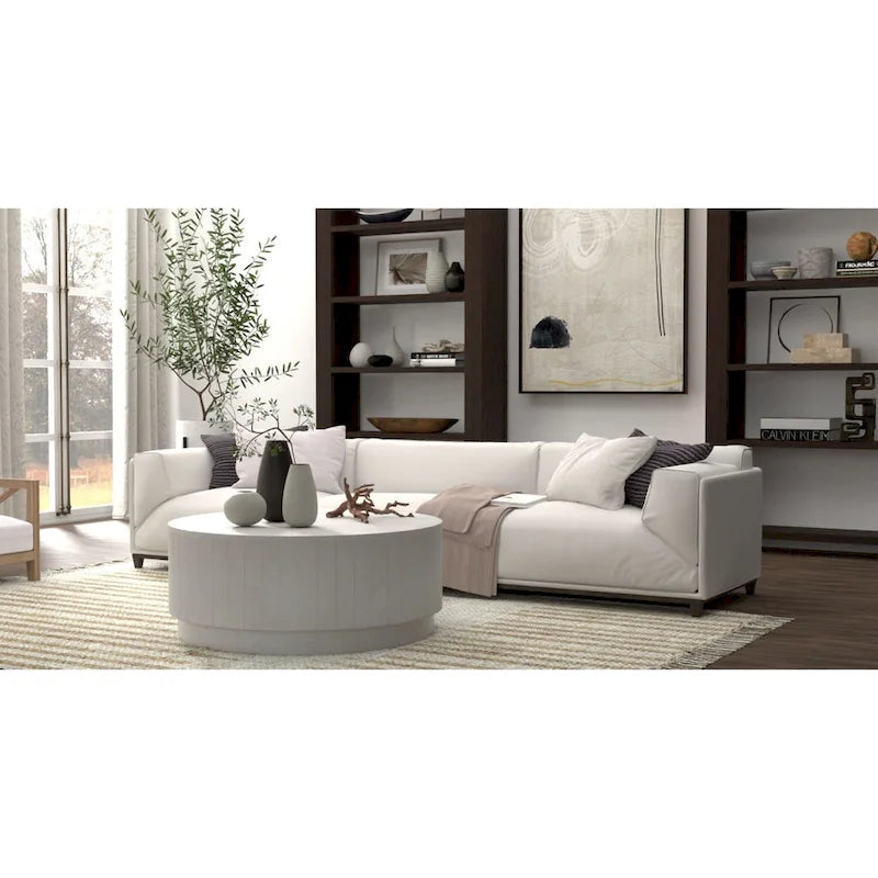 42-Inch Round Solid Mango Wood Coffee Table
