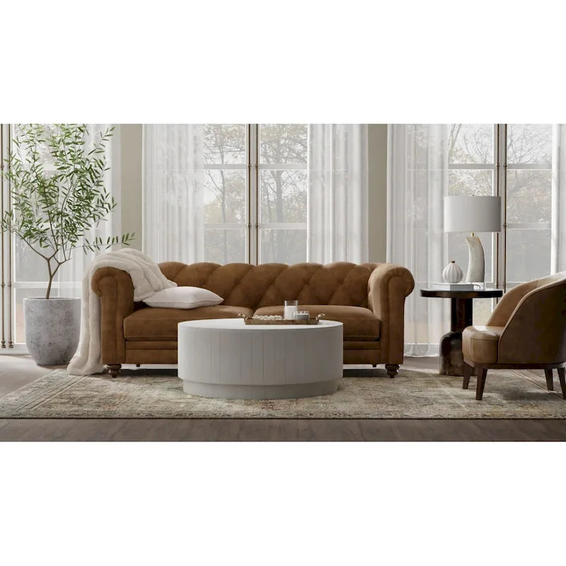 42-Inch Round Solid Mango Wood Coffee Table