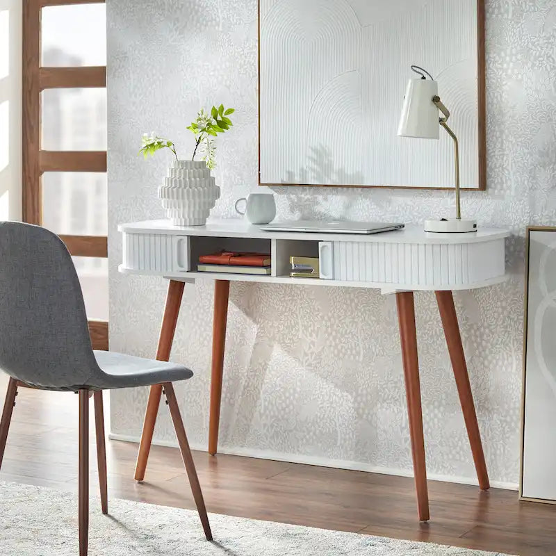 Mid-Century Modern Desk with Sliding Storage