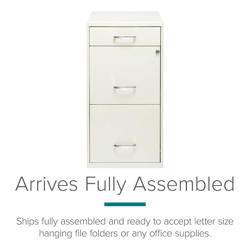 18-Inch Deep Three-Drawer Steel File Cabinet, Off-White