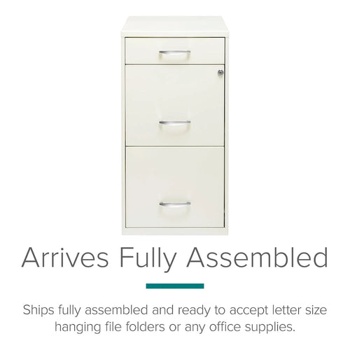 18-Inch Deep Three-Drawer Steel File Cabinet, Off-White