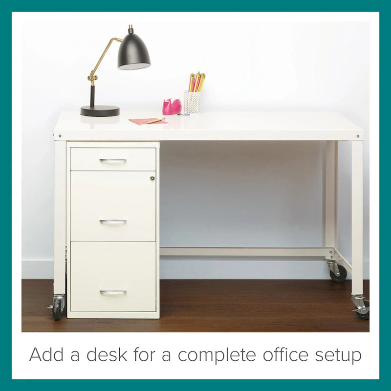 18-Inch Deep Three-Drawer Steel File Cabinet, Off-White