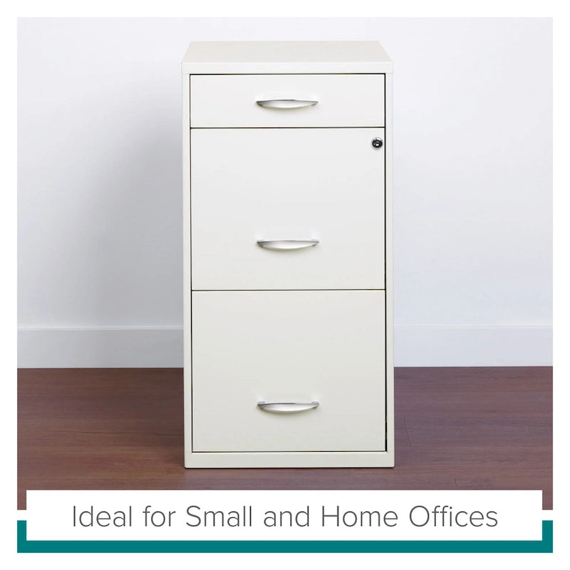 18-Inch Deep Three-Drawer Steel File Cabinet, Off-White