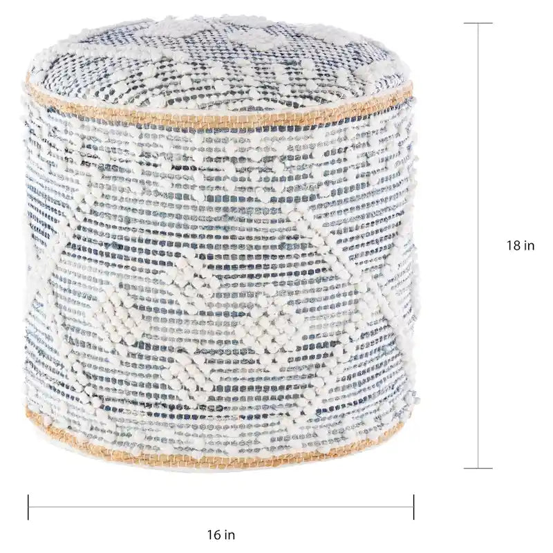 Bohemian Denim 18-inch Cylinder Pouf