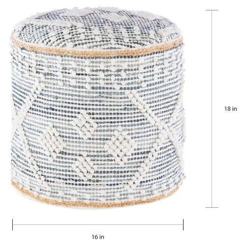 Bohemian Denim 18-inch Cylinder Pouf