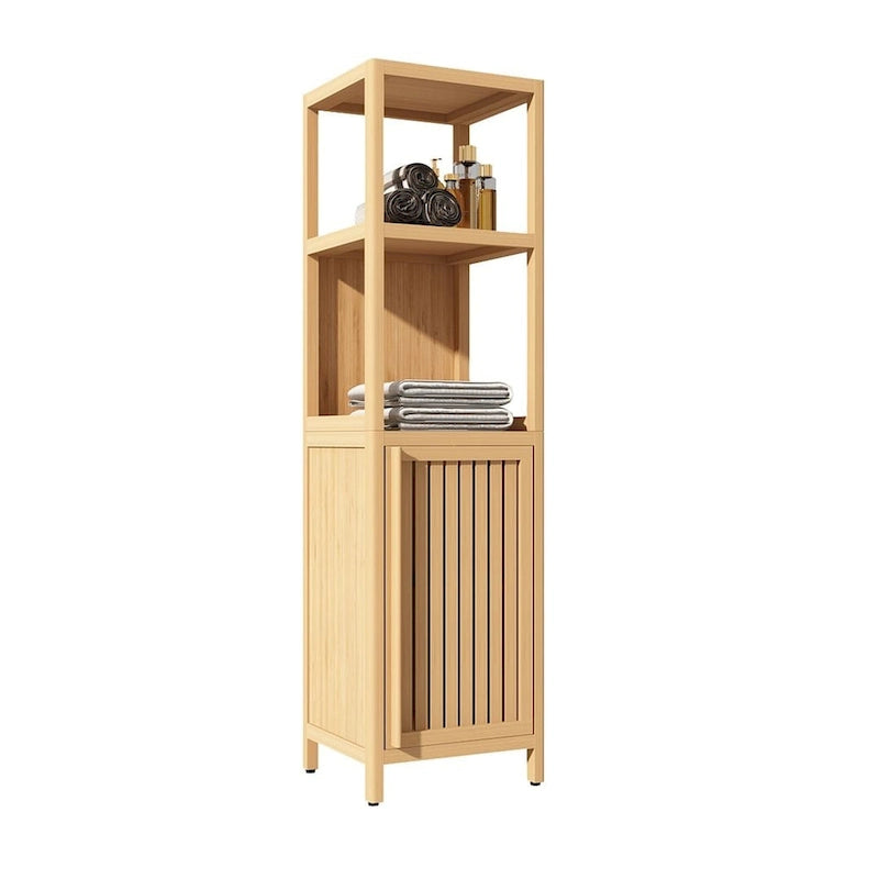Freestanding Bamboo Storage Cabinet with Shelves