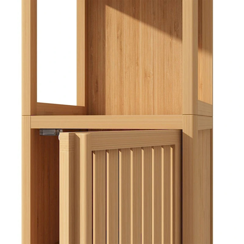 Freestanding Bamboo Storage Cabinet with Shelves