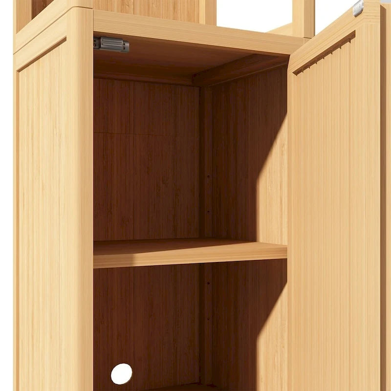 Freestanding Bamboo Storage Cabinet with Shelves