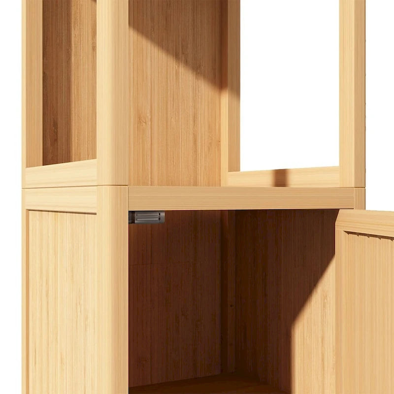 Freestanding Bamboo Storage Cabinet with Shelves