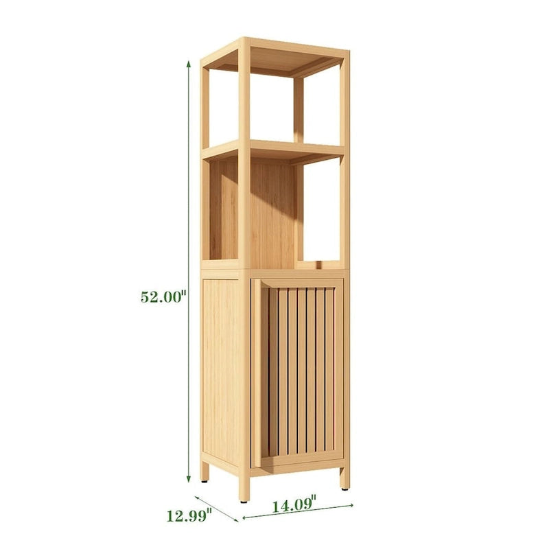 Freestanding Bamboo Storage Cabinet with Shelves