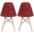 Set of 2 Mid-Century Modern Armless Dining Chairs with Wooden Legs