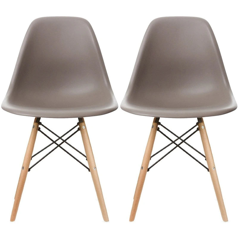 Set of 2 Mid-Century Modern Armless Dining Chairs with Wooden Legs