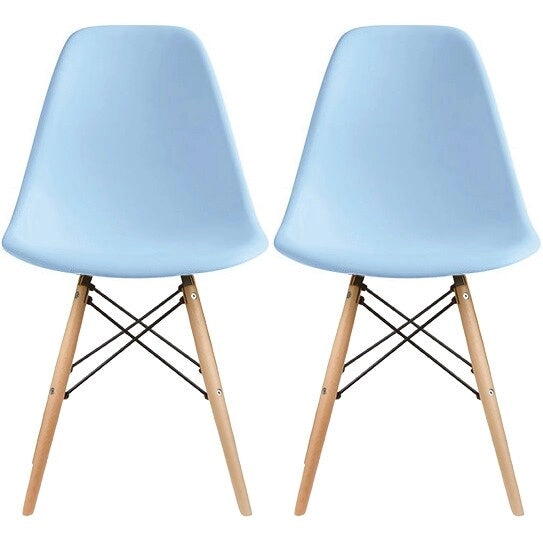 Set of 2 Mid-Century Modern Armless Dining Chairs with Wooden Legs