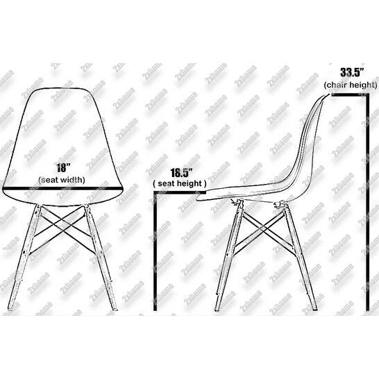 Set of 2 Mid-Century Modern Armless Dining Chairs with Wooden Legs