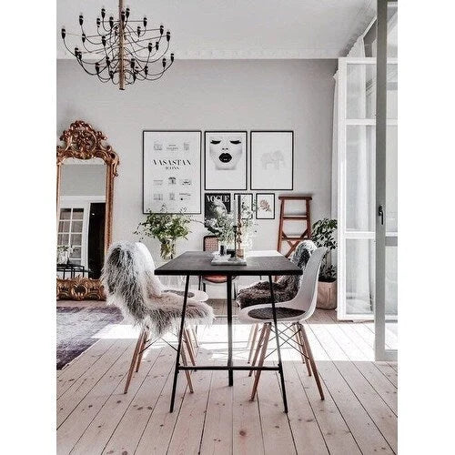Set of 2 Mid-Century Modern Armless Dining Chairs with Wooden Legs