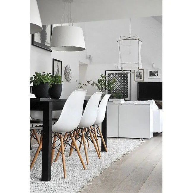 Set of 2 Mid-Century Modern Armless Dining Chairs with Wooden Legs