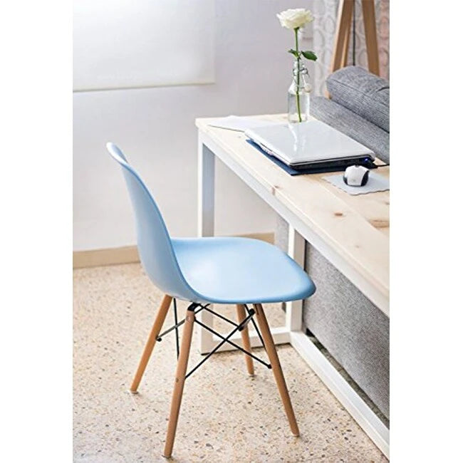 Set of 2 Mid-Century Modern Armless Dining Chairs with Wooden Legs