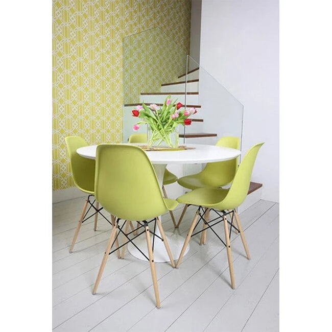 Set of 2 Mid-Century Modern Armless Dining Chairs with Wooden Legs