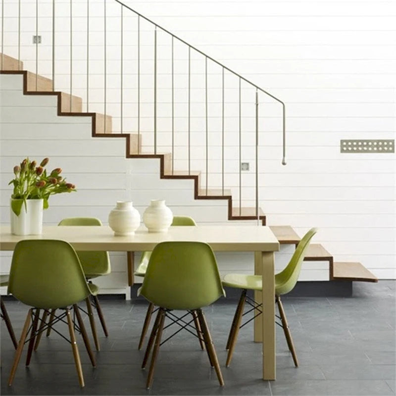 Set of 2 Mid-Century Modern Armless Dining Chairs with Wooden Legs