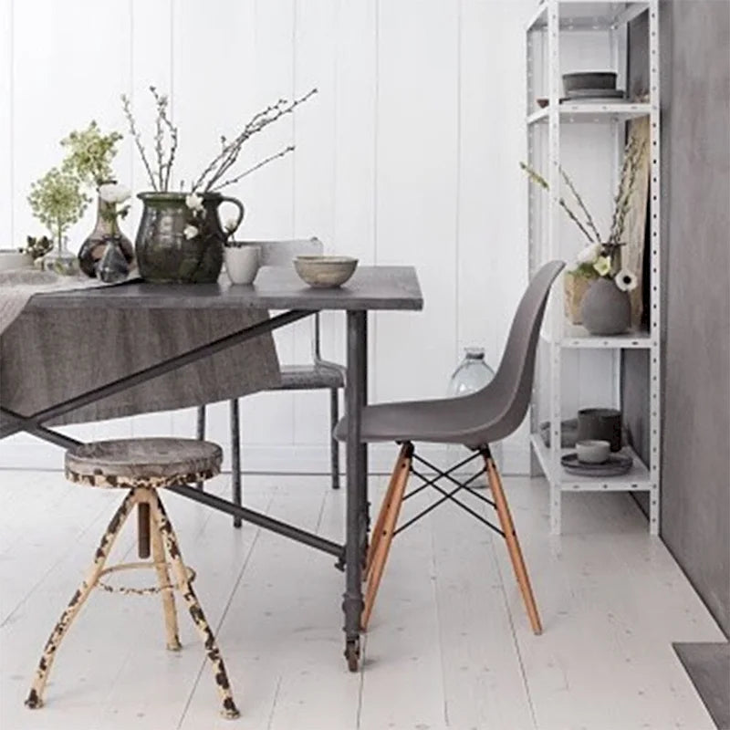 Set of 2 Mid-Century Modern Armless Dining Chairs with Wooden Legs