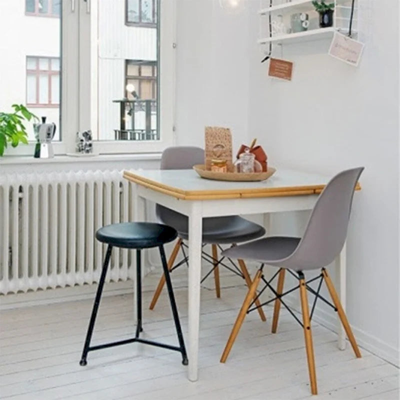 Set of 2 Mid-Century Modern Armless Dining Chairs with Wooden Legs