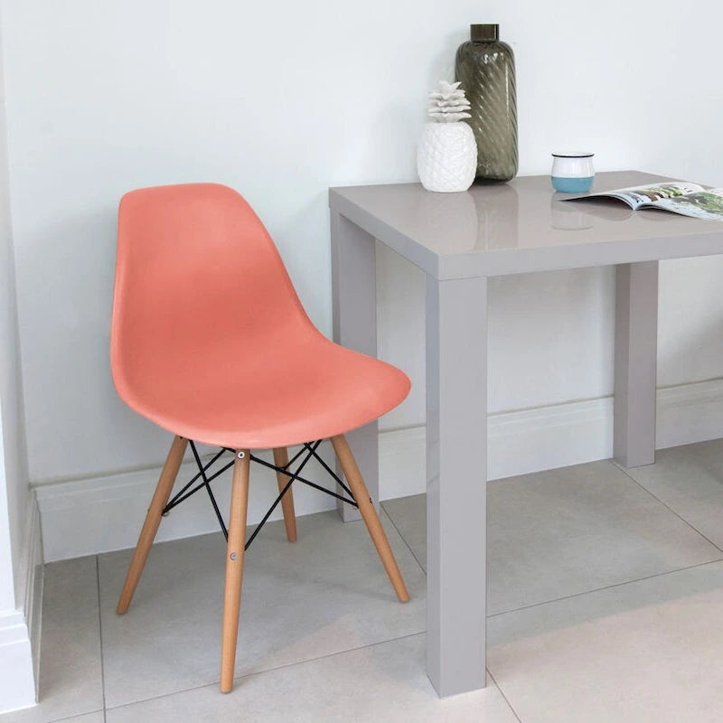 Set of 2 Mid-Century Modern Armless Dining Chairs with Wooden Legs