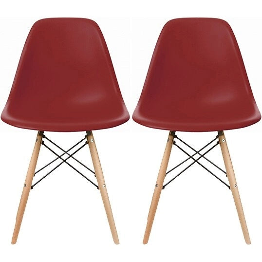 Set of 2 Mid-Century Modern Armless Dining Chairs with Wooden Legs