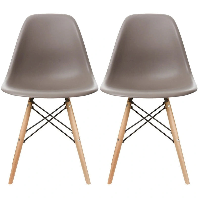 Set of 2 Mid-Century Modern Armless Dining Chairs with Wooden Legs