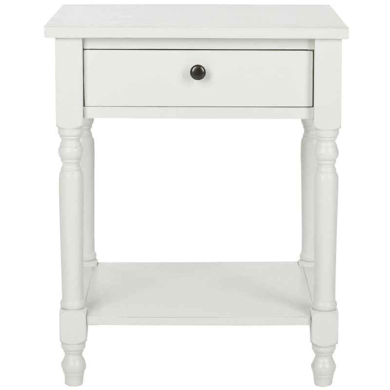 Vintage Poplar Wood Accent Table with Drawer and Open Shelf