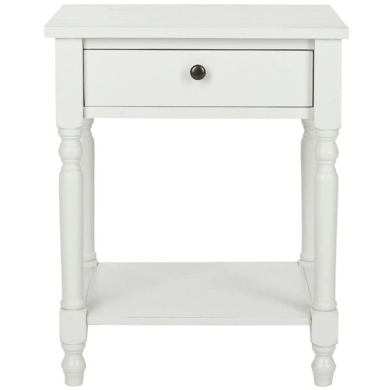 Vintage Poplar Wood Accent Table with Drawer and Open Shelf