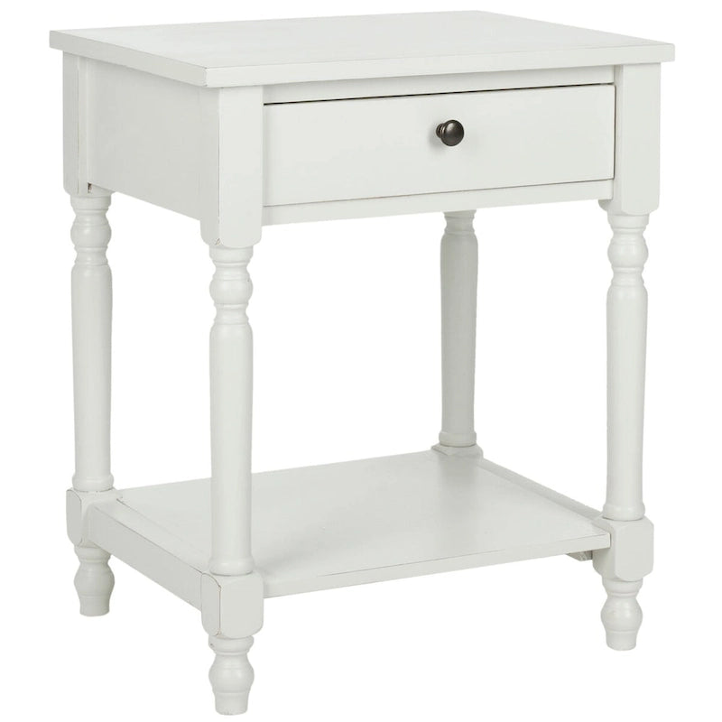 Vintage Poplar Wood Accent Table with Drawer and Open Shelf