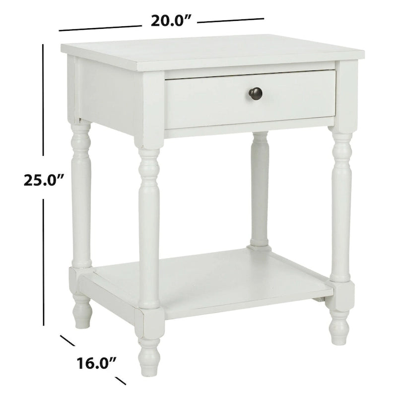 Vintage Poplar Wood Accent Table with Drawer and Open Shelf