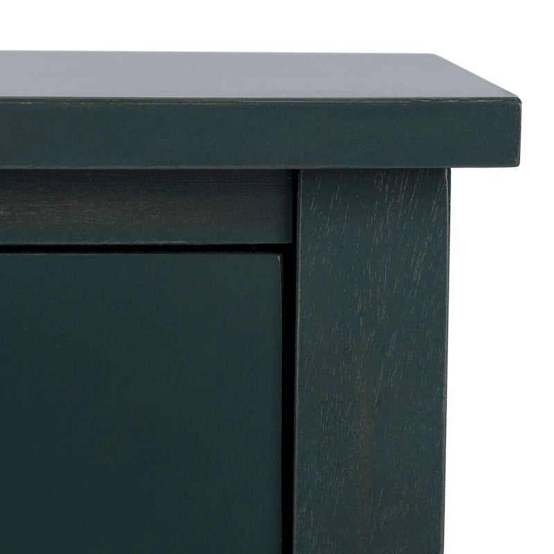 Vintage Poplar Wood Accent Table with Drawer and Open Shelf